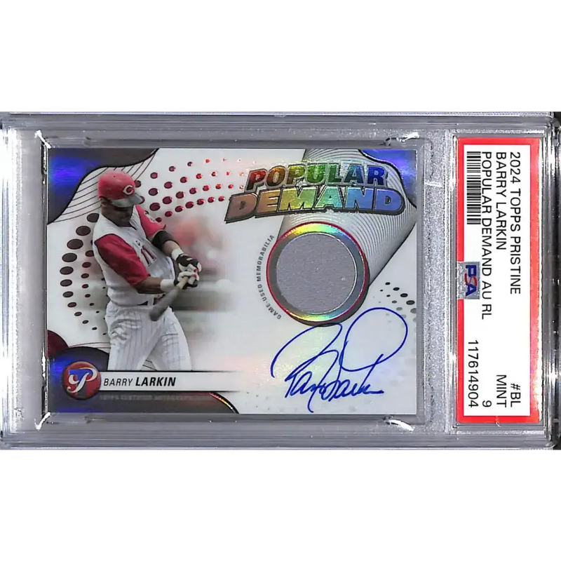 2024 Topps Prisitne Popular Demand #DPAR-BL Barry Larkin PSA 9 MINT MEM Auto Cincinnati Reds - Baseball Card Single