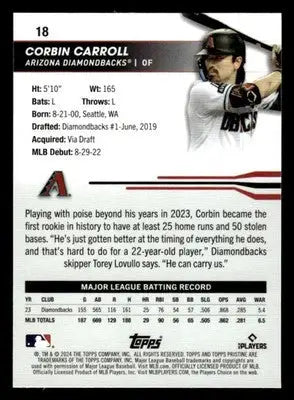 2024 Topps Pristine #18 Corbin Carroll - Baseball Card Single