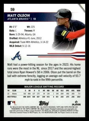 2024 Topps Pristine #59 Matt Olson - Baseball Card Single