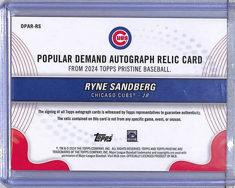2024 Topps Pristine Gold #DPAR-RS Ryne Sandberg NM-MT MEM Auto 38/50 Chicago Cubs - Baseball Card Single
