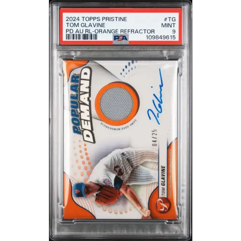 2024 Topps Pristine Orange #DPARTG Tom Glavine PSA 9 MINT MEM Auto 4/25 New York Mets Baseball Card - Baseball Card