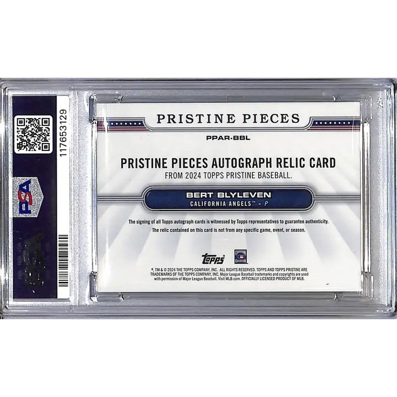 2024 Topps Pristine Pieces Gold #PPAR-BBL Bert Blyleven PSA 9 MINT MEM Auto 32/50 California Angels - Baseball Card