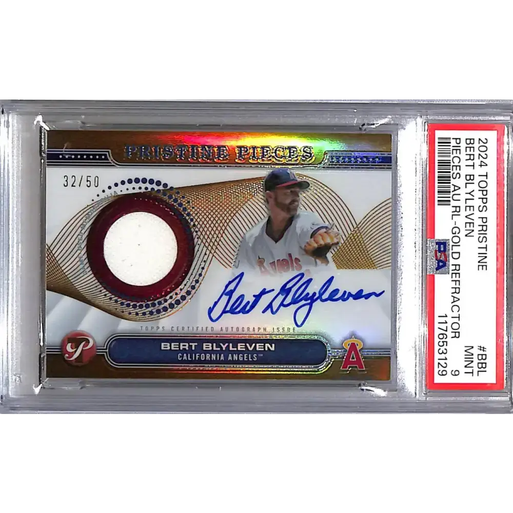2024 Topps Pristine Pieces Gold #PPAR-BBL Bert Blyleven PSA 9 MINT MEM Auto 32/50 California Angels - Baseball Card