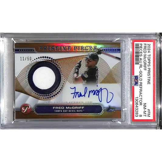 2024 Topps Pristine Pieces Gold #PPAR-FM Fred McGriff PSA 8 NM-MT MEM Auto 11/50 Tampa Bay Rays - Baseball Card Single