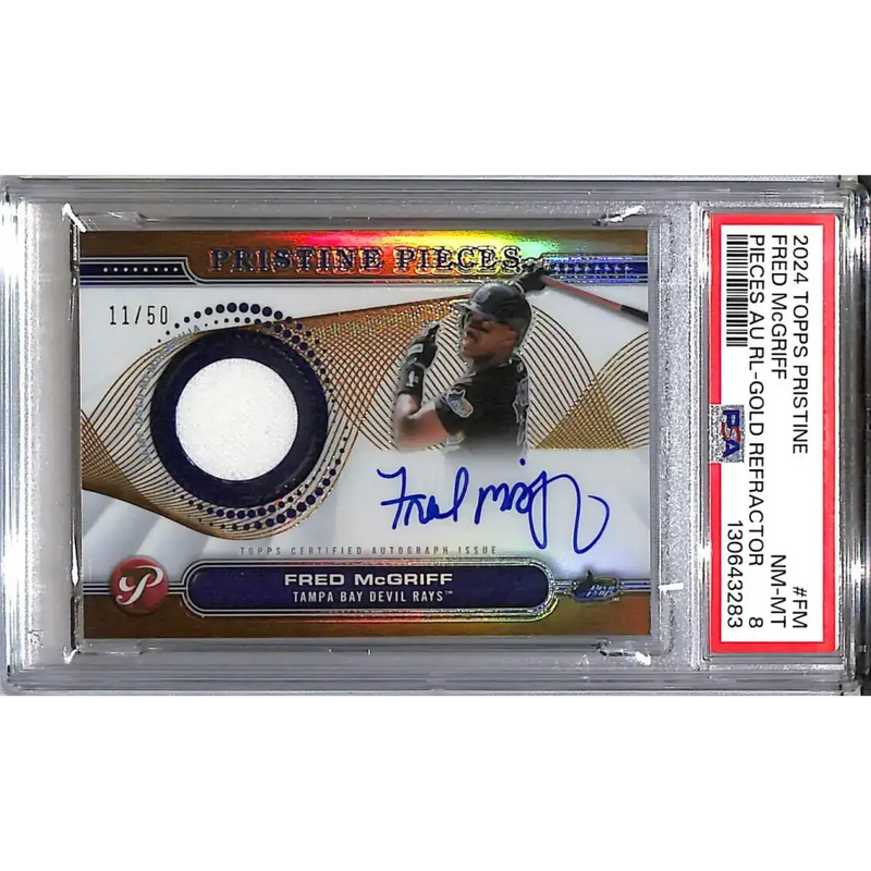 2024 Topps Pristine Pieces Gold #PPAR-FM Fred McGriff PSA 8 NM-MT MEM Auto 11/50 Tampa Bay Rays - Baseball Card Single