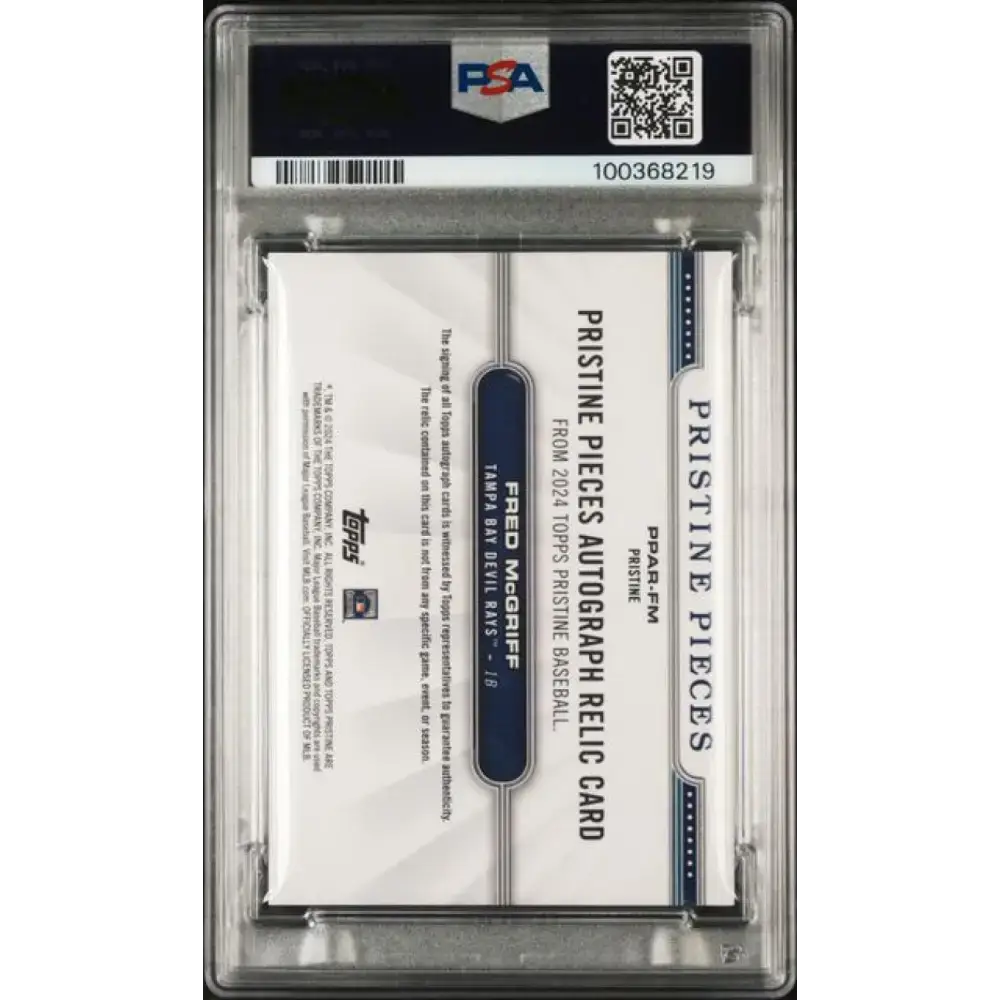 2024 Topps Pristine Pieces #PPARFM Fred McGriff PSA 9 MINT MEM Auto 4/99 Tampa Bay Rays Baseball Card - Baseball Card