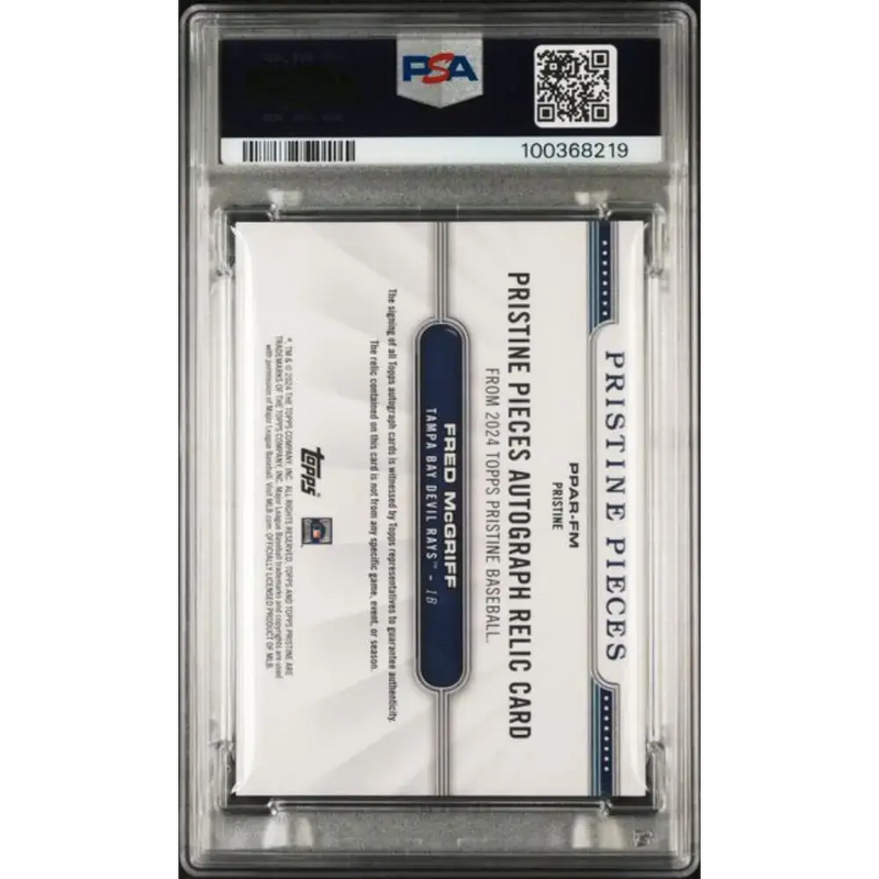 2024 Topps Pristine Pieces #PPARFM Fred McGriff PSA 9 MINT MEM Auto 4/99 Tampa Bay Rays Baseball Card - Baseball Card