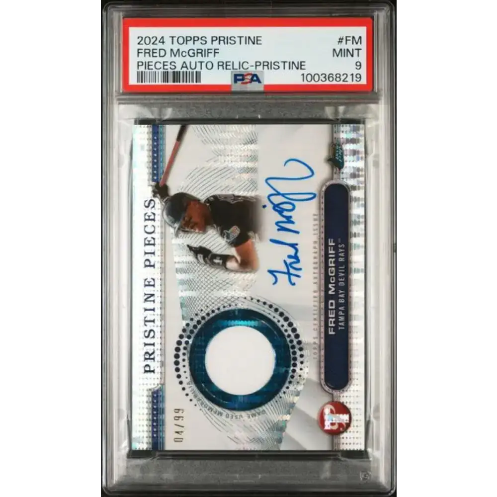 2024 Topps Pristine Pieces #PPARFM Fred McGriff PSA 9 MINT MEM Auto 4/99 Tampa Bay Rays Baseball Card - Baseball Card