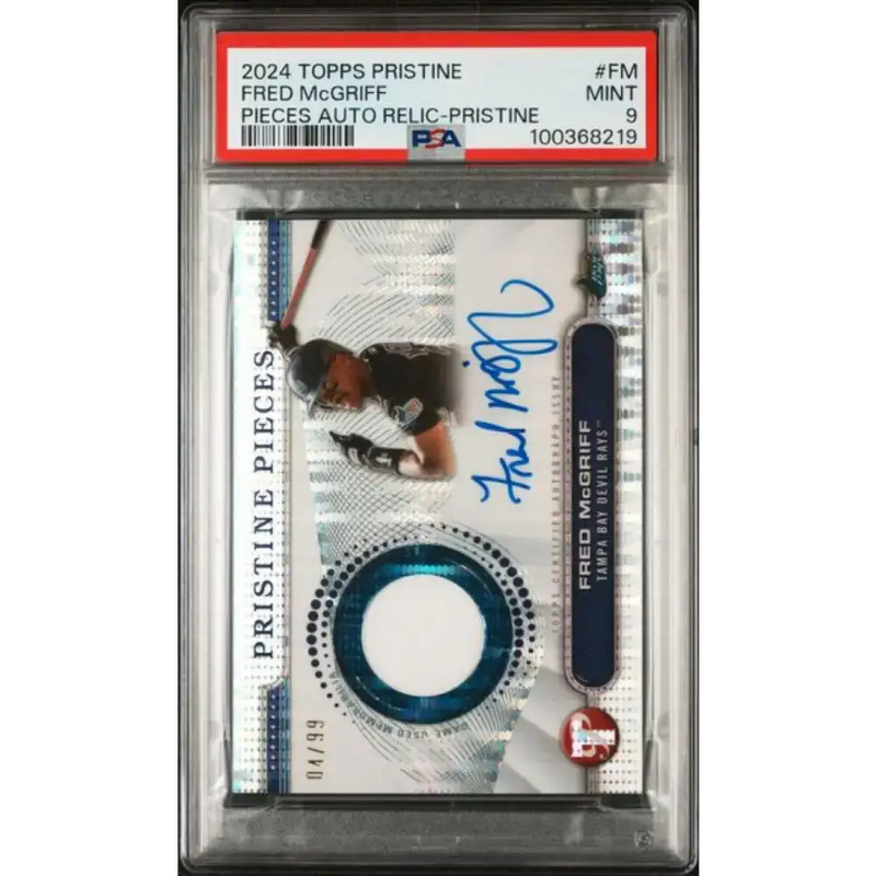 2024 Topps Pristine Pieces #PPARFM Fred McGriff PSA 9 MINT MEM Auto 4/99 Tampa Bay Rays Baseball Card - Baseball Card