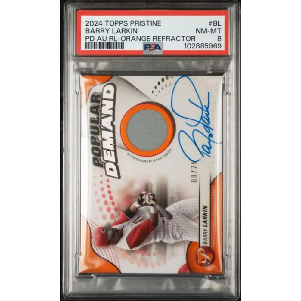 2024 Topps Pristine Pop Demand #BL Barry Larkin PSA 8 NM-MT MEM Auto 8/25 Cincinnati Reds Baseball Card - Baseball Card