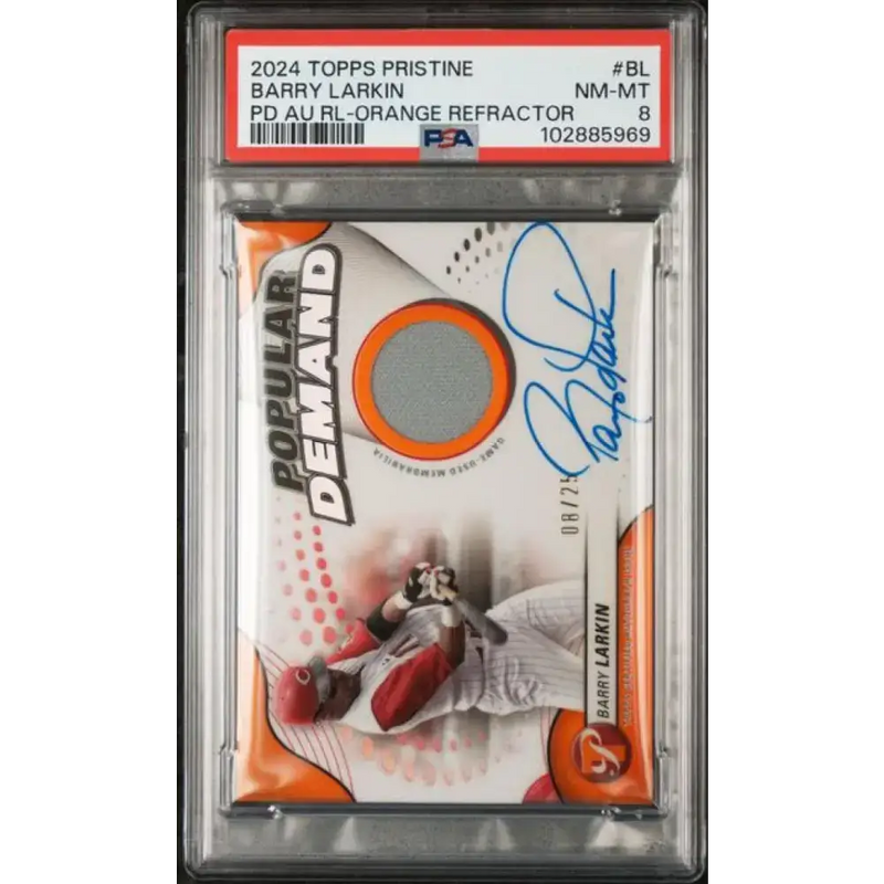 2024 Topps Pristine Pop Demand #BL Barry Larkin PSA 8 NM-MT MEM Auto 8/25 Cincinnati Reds Baseball Card - Baseball Card