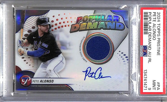 2024 Topps Pristine Popular Demand #DPAR-PA Pete Alonso PSA 9 MINT MEM Auto New York Mets - Baseball Card Single
