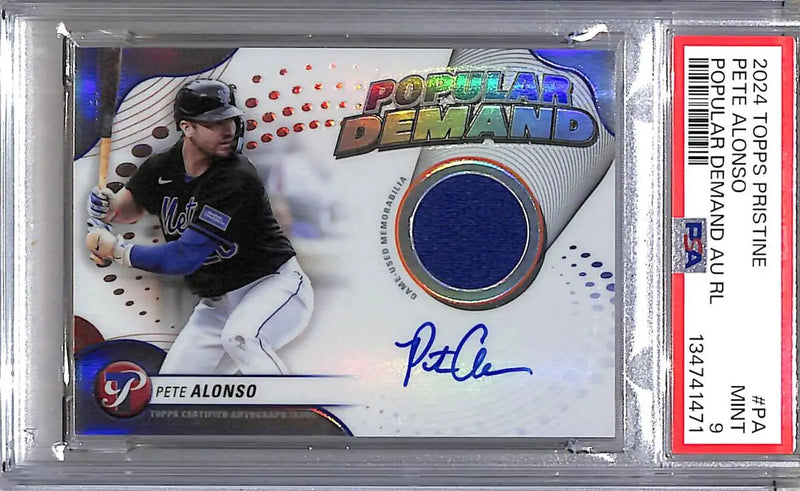 2024 Topps Pristine Popular Demand #DPAR-PA Pete Alonso PSA 9 MINT MEM Auto New York Mets - Baseball Card Single