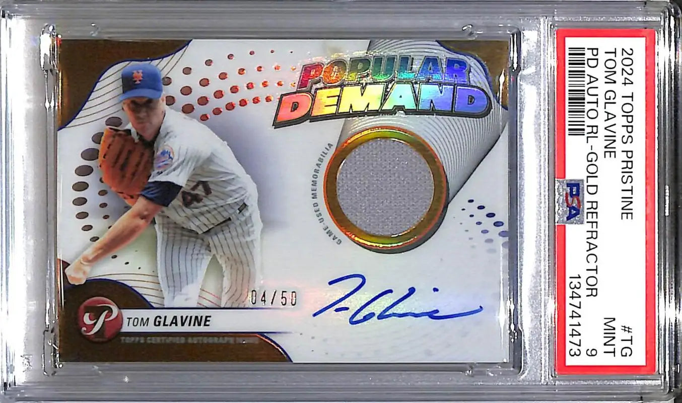 2024 Topps Pristine Popular Demand #DPAR-TG Tom Glavine PSA 9 MINT MEM Auto 4/50 New York Mets - Baseball Card Single