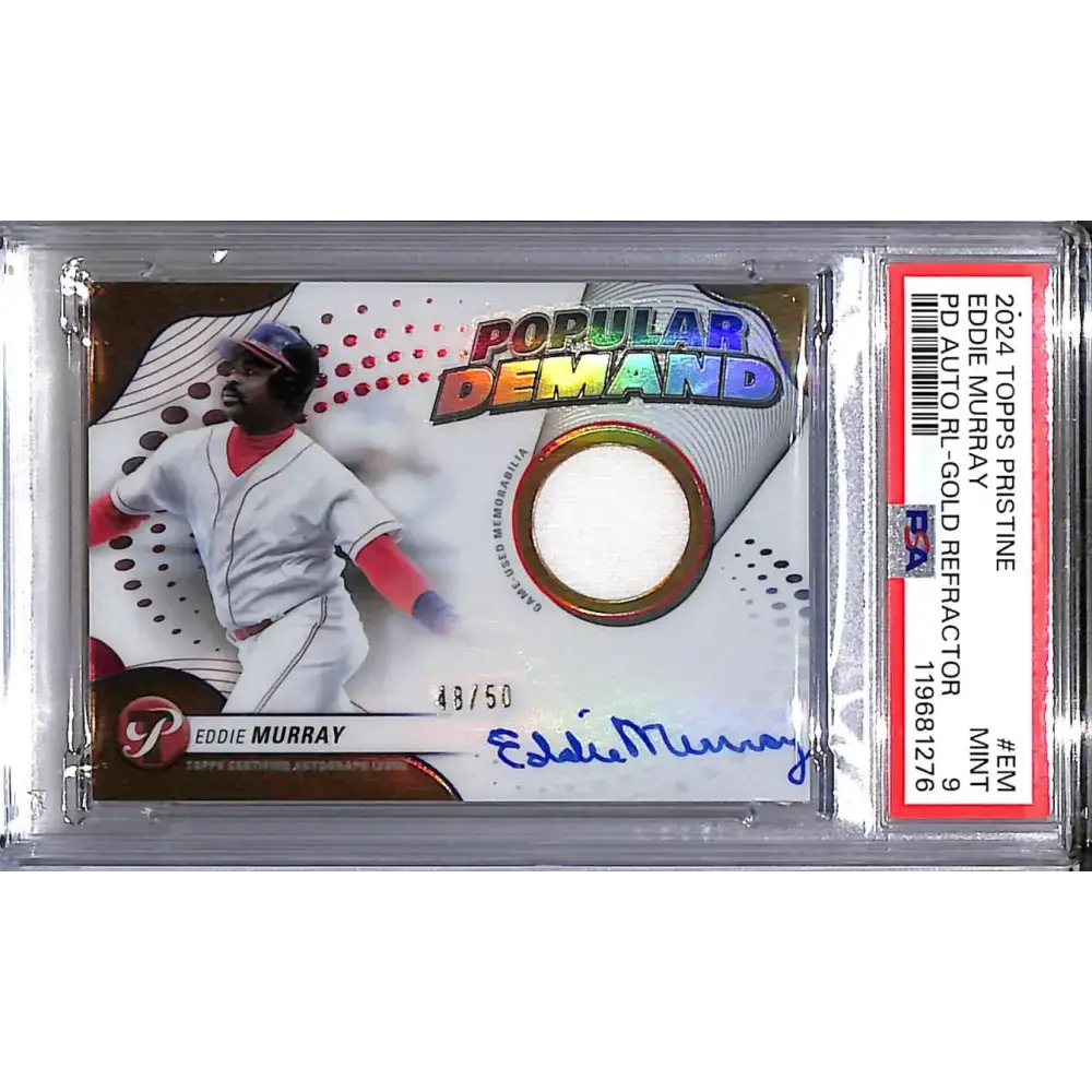 2024 Topps Pristine Popular Demand Gold #DPAR-EM Eddie Murray PSA 9 MINT MEM Auto 48/50 Cleveland Guardians - Baseball
