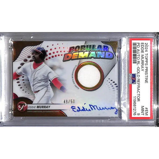 2024 Topps Pristine Popular Demand Gold #DPAR-EM Eddie Murray PSA 9 MINT MEM Auto 48/50 Cleveland Guardians - Baseball