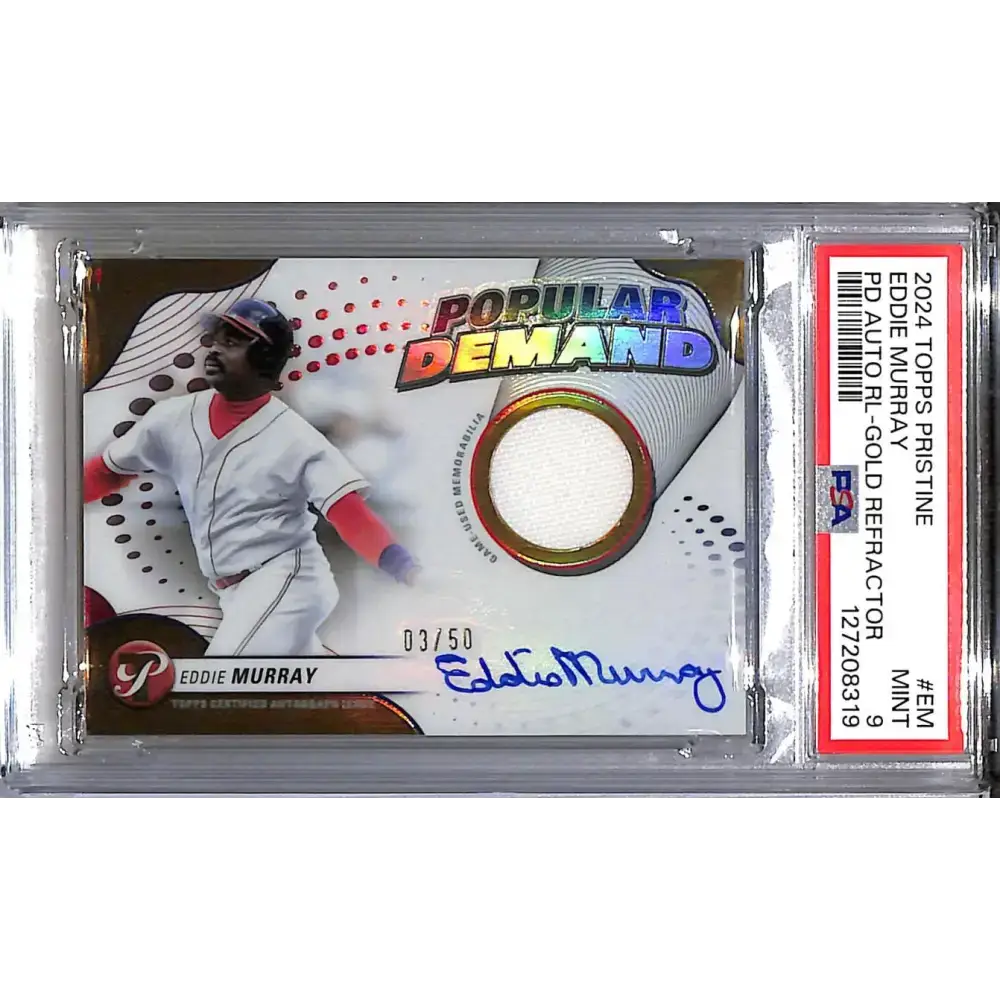 2024 Topps Pristine Popular Demand Gold #DPAR-EM Eddie Murray PSA 9 MINT MEM Auto 3/50 Cleveland Guardians - Baseball