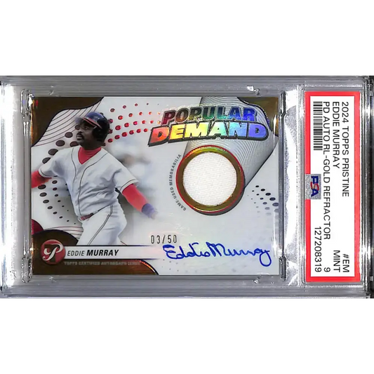 2024 Topps Pristine Popular Demand Gold #DPAR-EM Eddie Murray PSA 9 MINT MEM Auto 3/50 Cleveland Guardians - Baseball