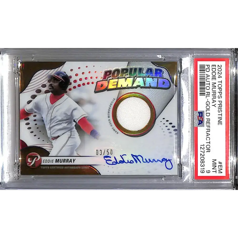 2024 Topps Pristine Popular Demand Gold #DPAR-EM Eddie Murray PSA 9 MINT MEM Auto 3/50 Cleveland Guardians - Baseball