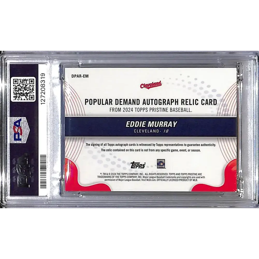 2024 Topps Pristine Popular Demand Gold #DPAR-EM Eddie Murray PSA 9 MINT MEM Auto 3/50 Cleveland Guardians - Baseball