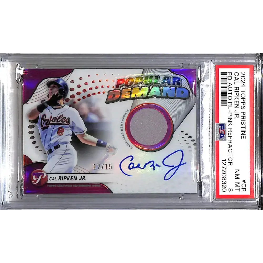 2024 Topps Pristine Popular Demand Pink #DPAR-CR Cal Ripken Jr. PSA 8 NM-MT MEM Auto 12/15 Baltimore Orioles - Baseball
