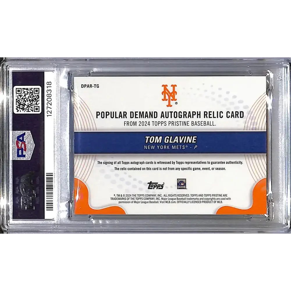 2024 Topps Pristine Popular Demand Pink #DPAR-TG Tom Glavine PSA 9 MINT MEM Auto 11/15 New York Mets - Baseball Card