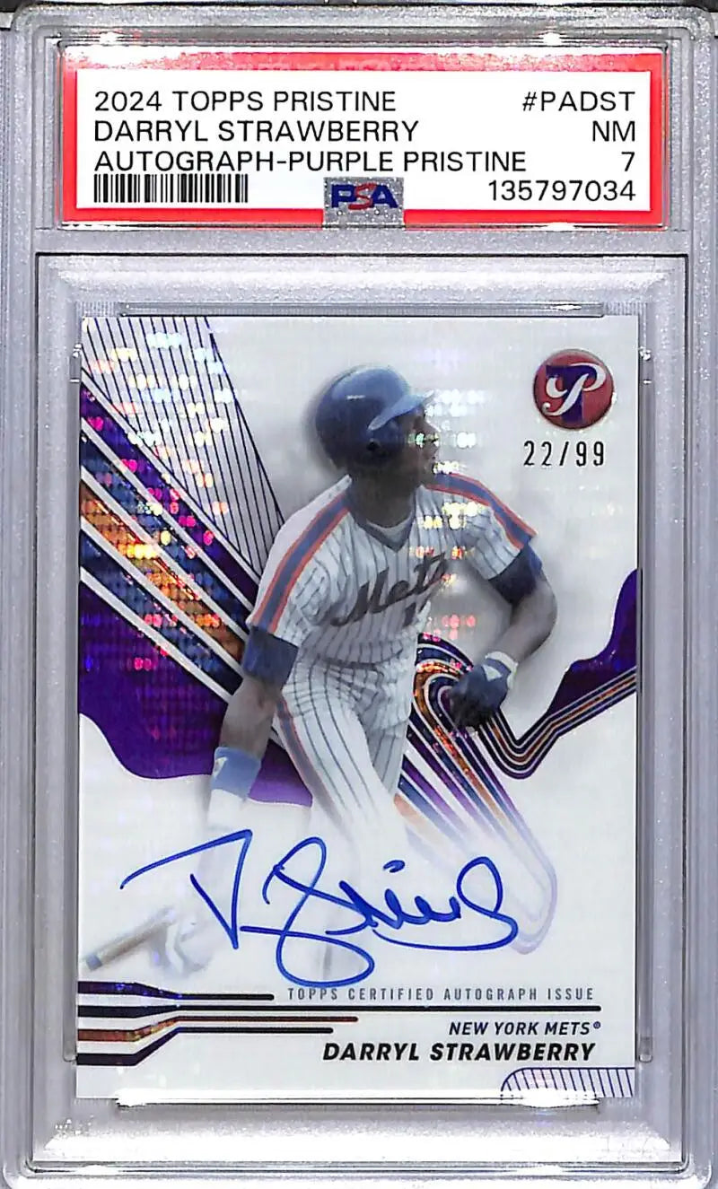 2024 Topps Pristine Purple #PA-DST Darryl Strawberry PSA 7 NM Auto 22/99 New York Mets - Baseball Card Single