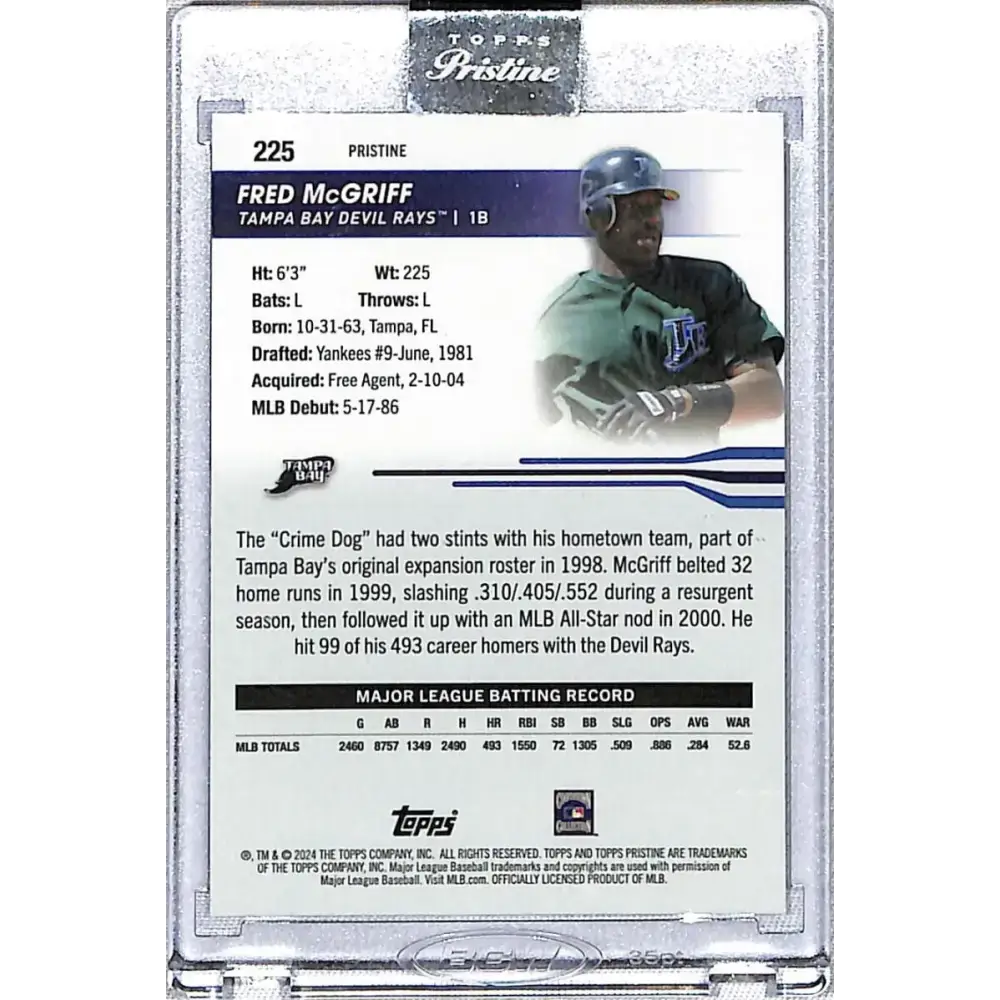 2024 Topps Pristine Refractor #225 Fred McGriff NM-MT Tampa Bay Rays Baseball Card - Baseball Card Single