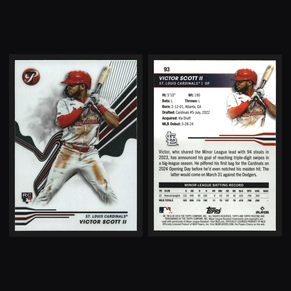 2024 Topps Pristine Victor Scott II #93 RC St. Louis Cardinals - Baseball Card Single