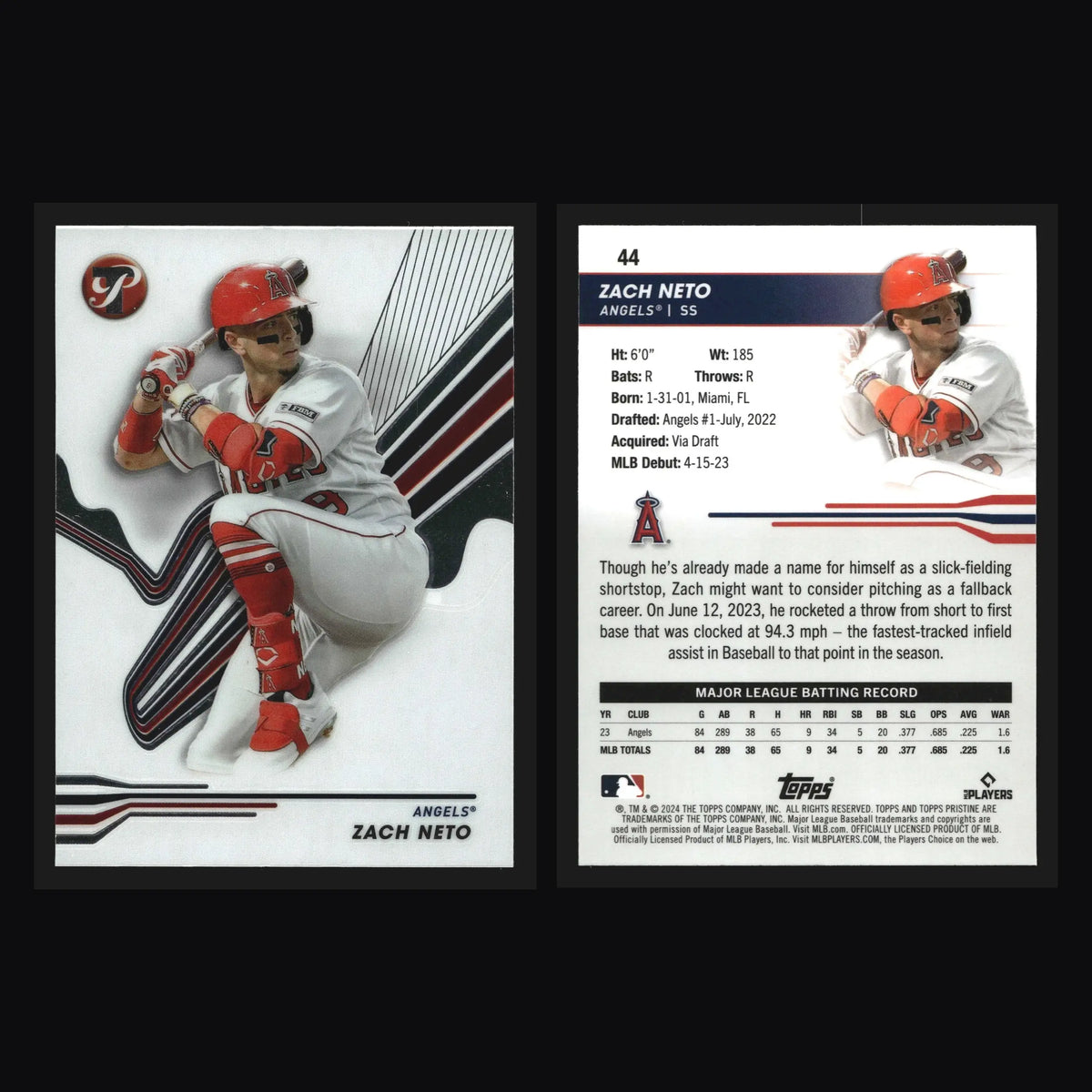 2024 Topps Pristine Zach Neto #44 Los Angeles Angels - Baseball Card Single