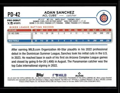 2024 Topps Pro Debut Adan Sanchez #PD-42 ACL Cubs