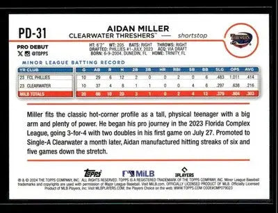 2024 Topps Pro Debut Aidan Miller #PD-31 Clearwater Threshers