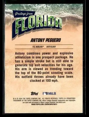 2024 Topps Pro Debut Antony Peguero #CLRS-11 Rising Stars FCL Marlins