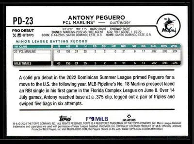 2024 Topps Pro Debut Antony Peguero #PD-23 FCL Marlins