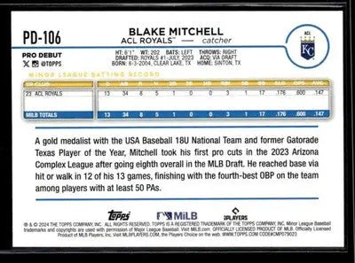 2024 Topps Pro Debut Blake Mitchell #PD-106 ACL Royals