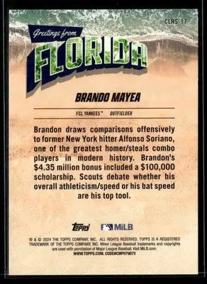 2024 Topps Pro Debut Brando Mayea #CLRS-17 Rising Stars FCL Yankees