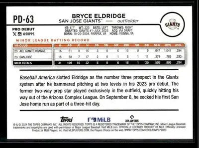 2024 Topps Pro Debut Bryce Eldridge #PD-63 San Jose Giants