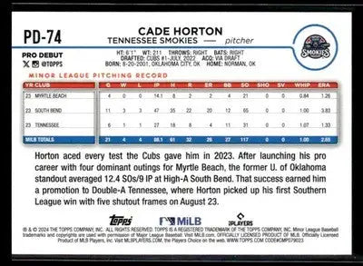 2024 Topps Pro Debut Cade Horton #PD-74 Tennessee Smokies