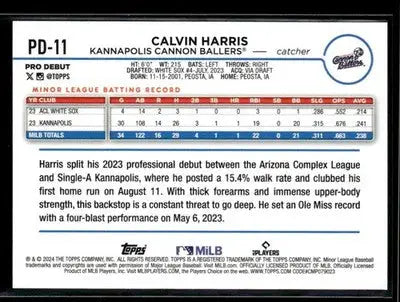 2024 Topps Pro Debut Calvin Harris #PD-11 Kannapolis Cannon Ballers