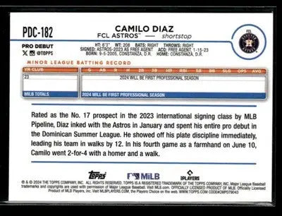 2024 Topps Pro Debut Camilo Diaz #PD-182 Chrome Refractor FCL Astros