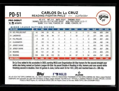 2024 Topps Pro Debut Carlos De La Cruz #PD-51 Reading Fightin Phils