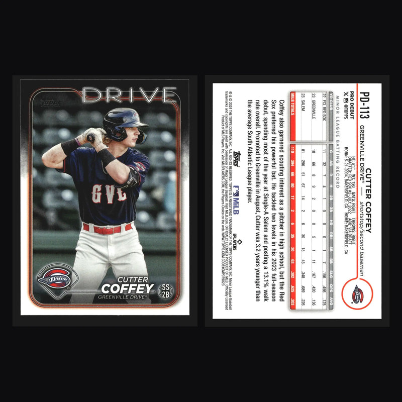 2024 Topps Pro Debut Cutter Coffey #PD-113 Greenville Drive - Baseball Card Single