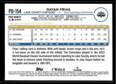 2024 Topps Pro Debut Dayan Frias #PD-154 Lake County Captains