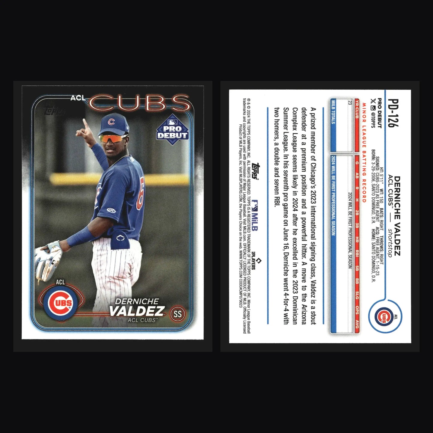 2024 Topps Pro Debut Derniche Valdez #PD-126 ACL Cubs - Baseball Card Single