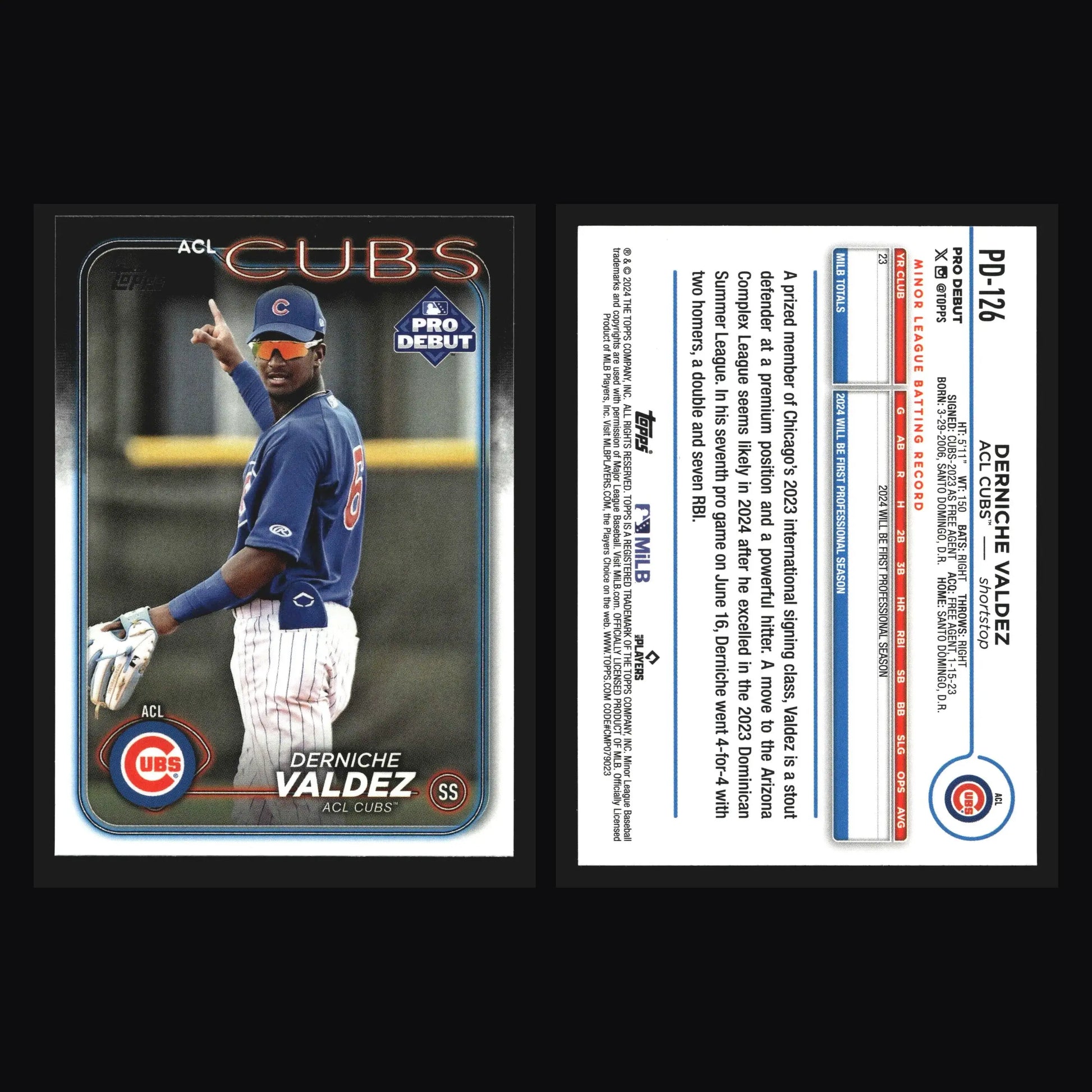 2024 Topps Pro Debut Derniche Valdez #PD-126 ACL Cubs - Baseball Card Single