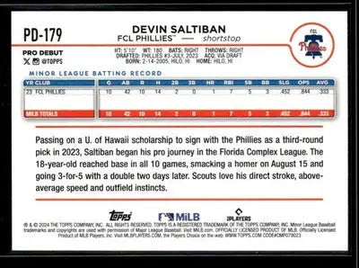 2024 Topps Pro Debut Devin Saltiban #PD-179 FCL Phillies