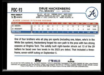 2024 Topps Pro Debut Drue Hackenberg #PDC-93 Chrome Refractor FCL Braves
