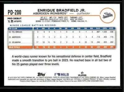 2024 Topps Pro Debut Enrique Bradfield Jr. #PD-200 Aberdeen Ironbirds