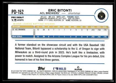 2024 Topps Pro Debut Eric Bitonti #PD-152 ACL Brewers