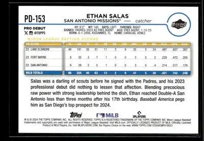 2024 Topps Pro Debut Ethan Salas #PD-153 San Antonio Missions